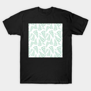 Mint leaves pattern on white T-Shirt